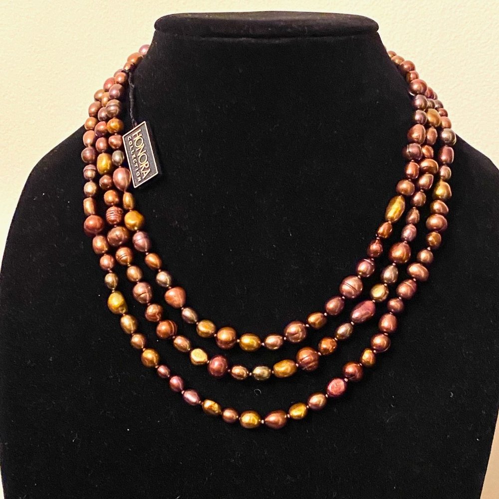 36" Honora Rich Brown Cultured Pearl Necklace, NWT